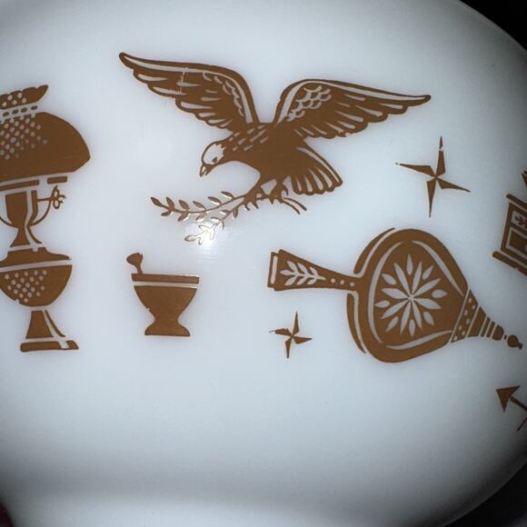 Pyrex 443 Early Americana 2 1/2qt Cinderella Round Casserole Dish Brown on White - Picture 13 of 16